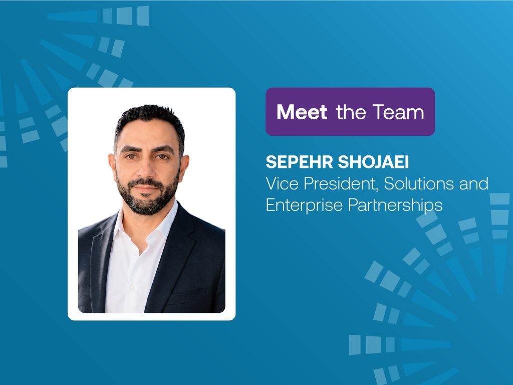 Meet the Team graphic featuring Sepehr Shojaei, Vice President, Solutions and Enterprise Partnerships at Lightship, with a blue background and Lightship sunburst logo.