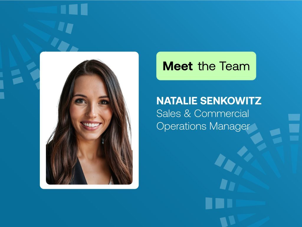 Meet the Team graphic featuring Natalie Senkowtiz, Sales & Commercial Operations Manager, with her portrait.